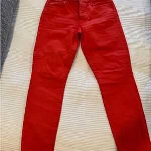 MOTHER Vibrant Red Skinny Jeans